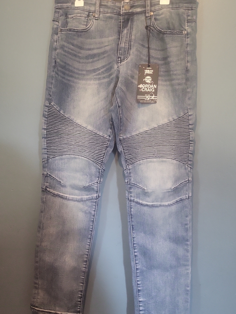 Jordan Craig Light Blue Slim Moto Jeans